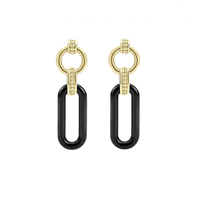 B&YG Lagos yellow gold and black earrings summer trend