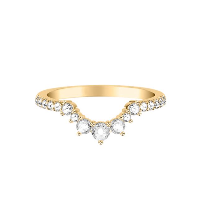 ContouredBand Diamond Contoured Dip Wedding Band in Yellow Gold