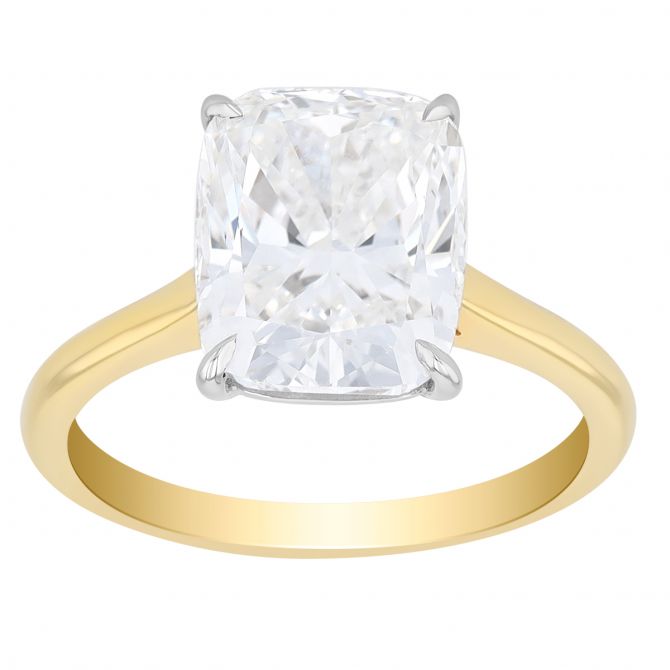 CushionSolitaire Cushion cut solitaire preset engagement ring in yellow gold