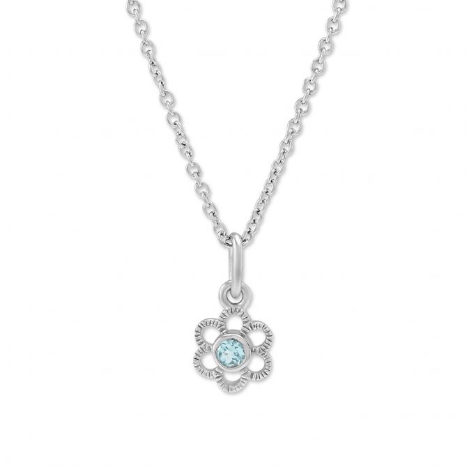 Children's aquamarine floral pendant graduation gift