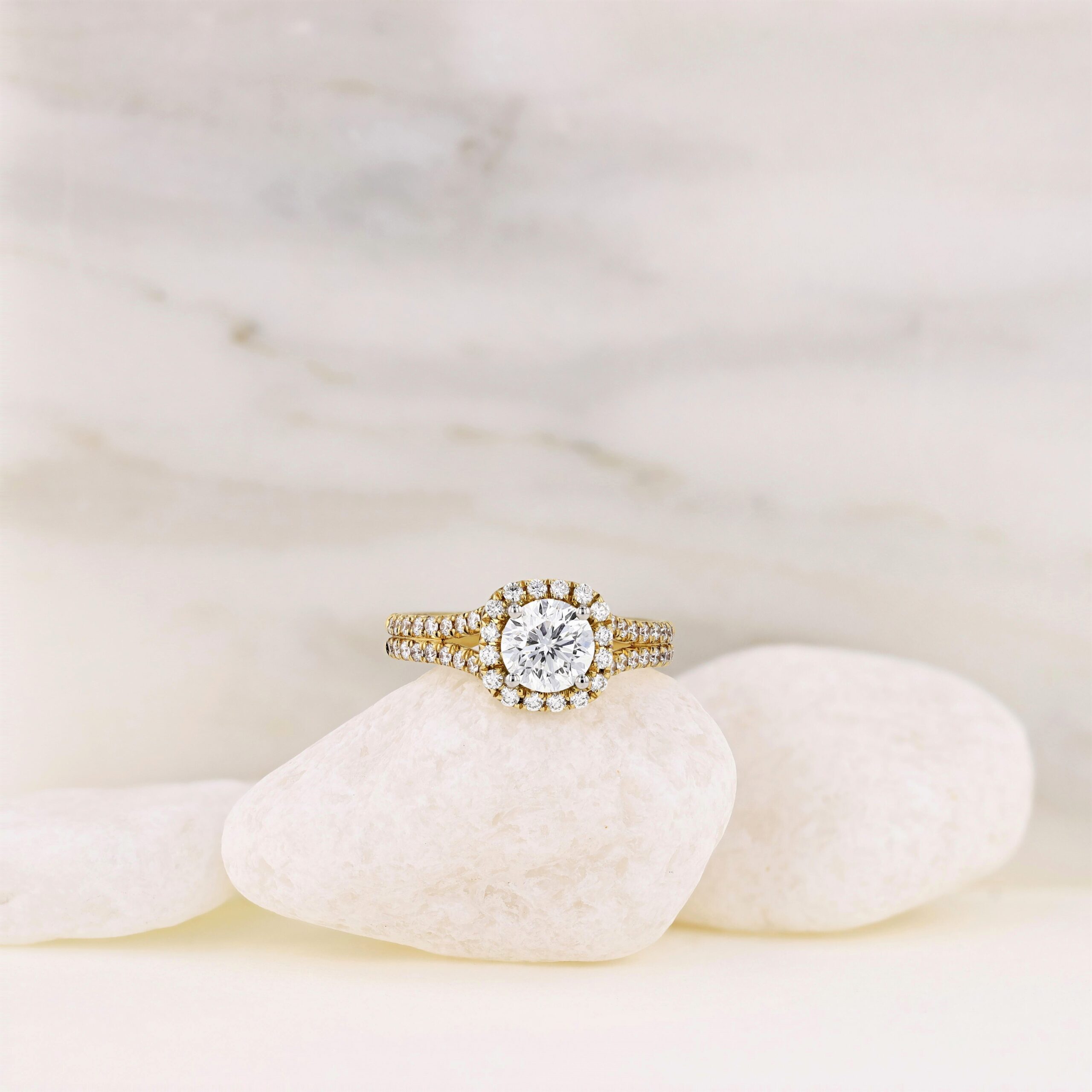 yellow gold halo engagement ring